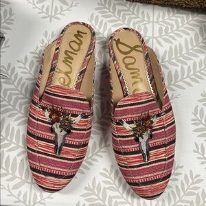 SAM EDELMAN MULE SLIDES - Bull Skull- cranberry color